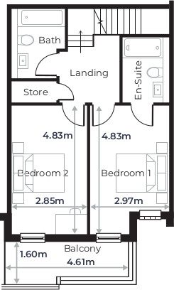 Radcliffe Court - Flat 1, first floor plan
