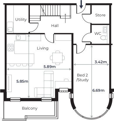 Radcliffe Court - Flat 11, Second Floor plan