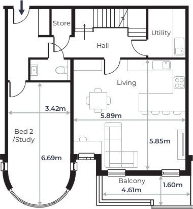 Radcliffe Court - Flat 16, Third Floor plan