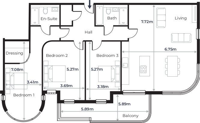 Radcliffe Court - Flat 24, Fourth Floor plan