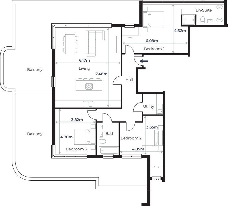 Radcliffe Court - Flat 25, Fifth Floor plan